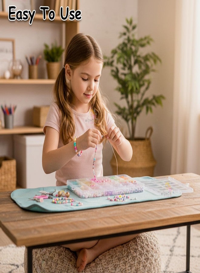 WISHKEY DIY Unicorn Bracelet Making Set for Girls Jewellery Making Kit Necklace Hairband and Rings Making Kit Craft Set Scissors String Charms Storage Case Toys for Girls 7-14 Years Moti Beads Kit - Image 4